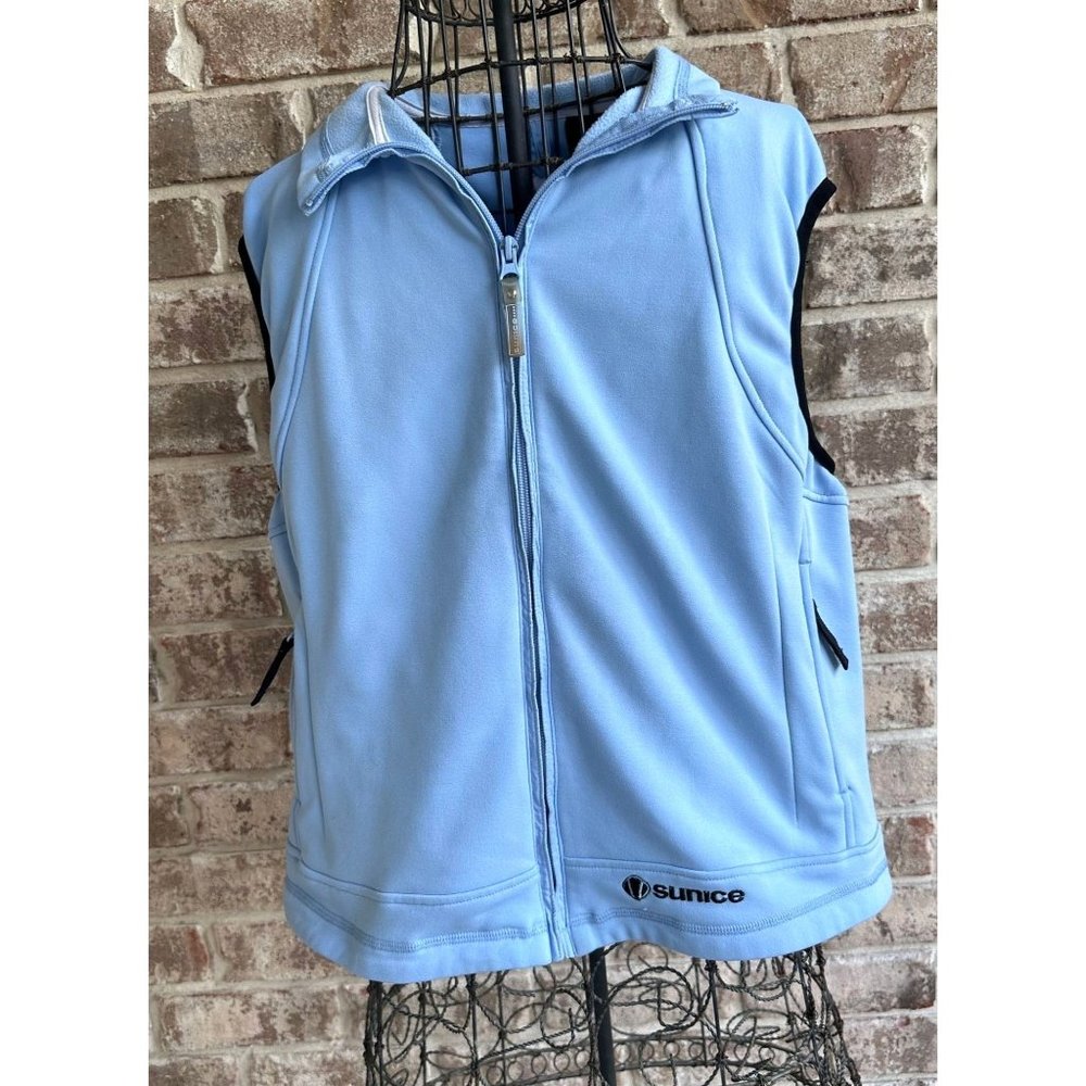 Ladies Sunice Weather Vest Size M Blue Front Zp Pockets Lined Golf Tenni…